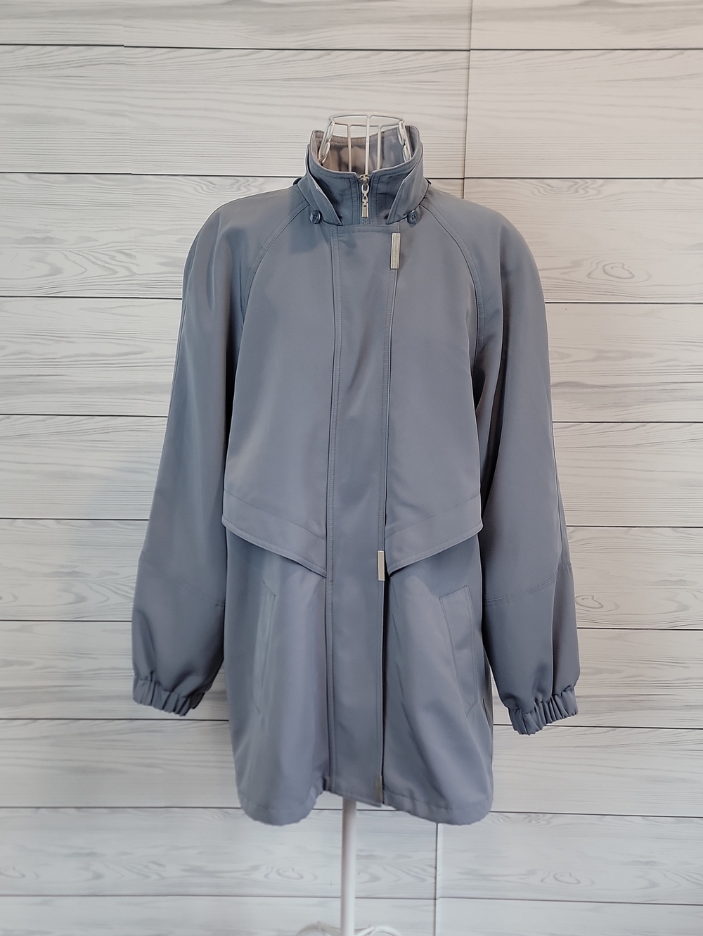 Classic Elements Gray Utility Zip-Front Overcoat Jacket Womens Size M